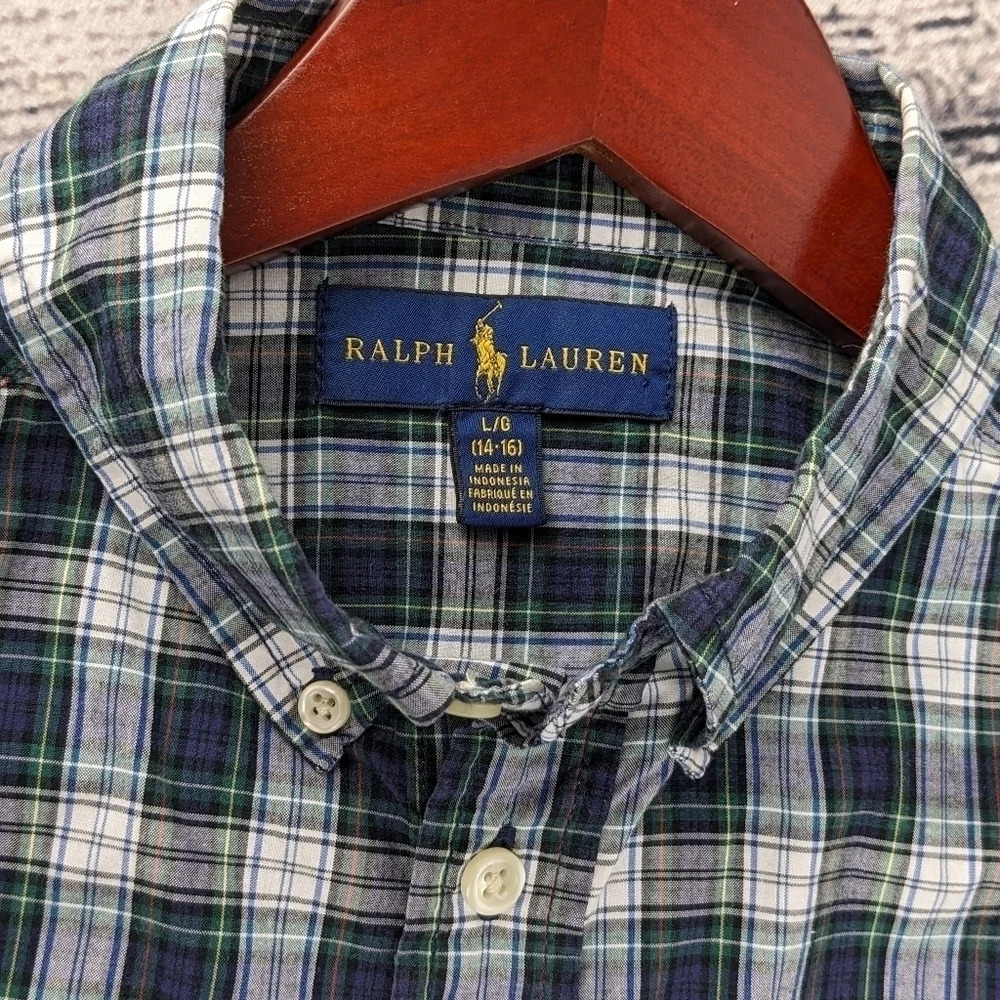 Ralph Lauren boys 14/16 plaid long sleeve shirt - Picture 6 of 7